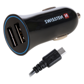 Nabíječka USB 12/24V SWISSTEN 2,4AMP 2x USB + kabel Micro USB