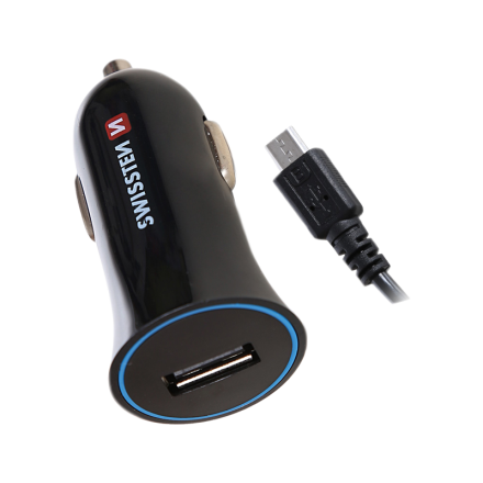 Nabíjačka USB 12/24V SWISSTEN 1AMP + 2x kábel (Micro USB + iPhone) | AutoMax Group