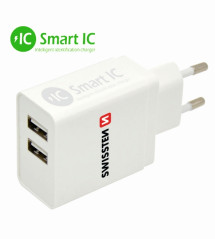 Nabíjačka sieťová SWISSTEN SMART IC 2x USB 3,1A POWER biela | AutoMax Group