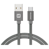 Kabel datový SWISSTEN TEXTILE USB / MICRO USB 1,2m stříbrný