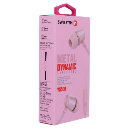 Sluchátka SWISSTEN EARBUDS DYNAMIC YS500 růžovo/zlaté | AutoMax Group